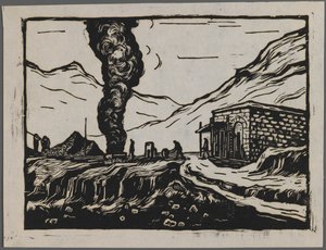Stålraffineri, ca. 1945 (tresnitt) av Dah Ma