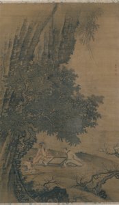 Landskap med daoistiske udødelige som spiller Weiqi
