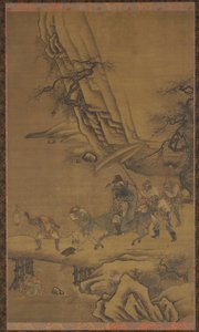 Zhong Kui og demoner som krysser en bro, 1400-tallet.