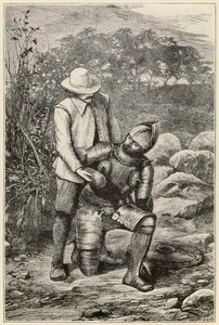 Christian and Faithful slutter seg til selskap fra The Pilgrims Progress From This World, To That Who Is To Come av John Bunyan (1628-1688) illustrasjon av Thomas Dalziel (1823-1906) Faithful hjelper fremdriften
