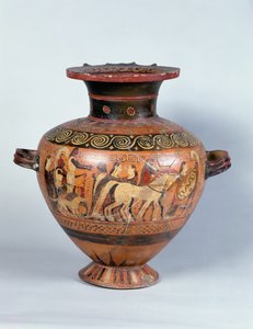 Hydra som skildrer avgangen til en kriger, Corinthian Style (keramikk) av Damon Painter