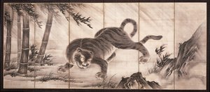 Tiger [til venstre for paret Dragon og Tiger], midten av 1500-tallet (blekk på papir) (se også 6114494) av Dōan Yamada