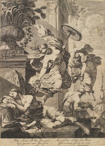 Allegori med Fortuna og en sovende kunstner i antikk drakt