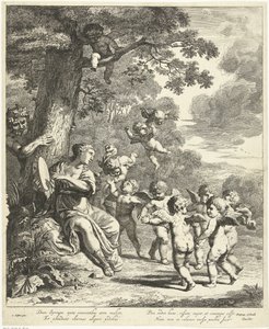 Pan og Syrinx med dansende putti av Dancker Danckerts