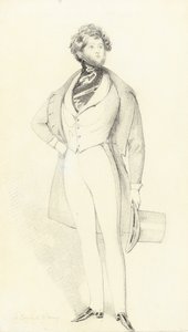Portrett av grev d'Orsay, full lengde (blyant på papir) av Daniel Maclise