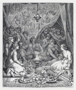Illustrasjon for Tennysons dikt, The Princess (gravering) av Daniel (after) Maclise