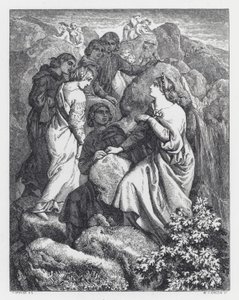 Illustrasjon for Tennysons dikt, The Princess (gravering) av Daniel (after) Maclise