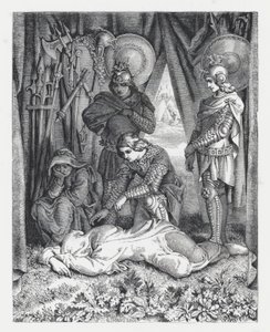 Illustrasjon for Tennysons dikt, The Princess (gravering) av Daniel (after) Maclise