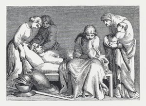 Illustrasjon for Tennysons dikt, The Princess (gravering) av Daniel (after) Maclise