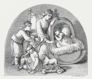 Illustrasjon for Tennysons dikt, The Princess (gravering) av Daniel (after) Maclise