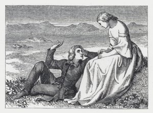 Illustrasjon for Tennysons dikt, The Princess (gravering) av Daniel (after) Maclise