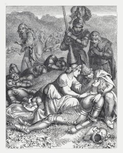Illustrasjon for Tennysons dikt, The Princess (gravering) av Daniel (after) Maclise
