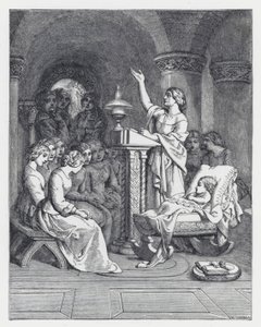 Illustrasjon for Tennysons dikt, The Princess (gravering) av Daniel (after) Maclise