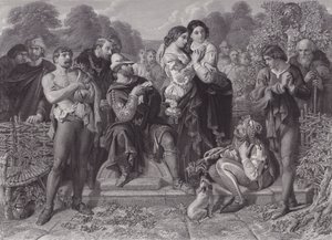 Orlando og bryteren, "Som du liker det" (gravering) av Daniel (after) Maclise