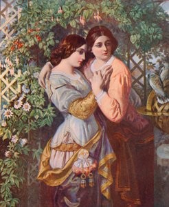 Shakespeare: Celia og Rosalind, As You Like It, Act I, Scene 3 (farge litho)
