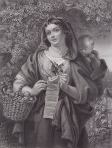 The Ballad Singer (gravering) av Daniel (after) Maclise