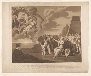 Allegori om ekteskapet (sannsynligvis) til Frederick William III av Preussen med Louise av Mecklenburg-Strelitz, 1793 Den Brennen gedemet (tittel på objekt) av Daniel Berger