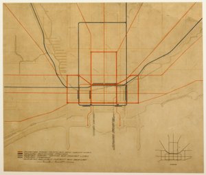 Plate 75 fra The Plan of Chicago, 1909: Chicago. Diagram over byen, som viser komplett system...