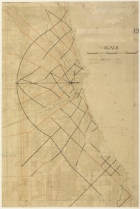 Plate 91 fra The Plan of Chicago, Chicago, Proposed Diagonal Arteries, 1909.