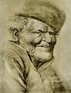 Hovedstudie av en smilende bonde