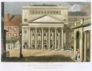 New Theatre Royal, Haymarket, i London, designet av John Nash i 1821, 1826 av Daniel Havell