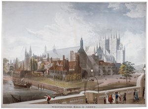 Utsikt over Westminster Hall og Abbey, fra Westminster Bridge, London, 1819. av Daniel Havell