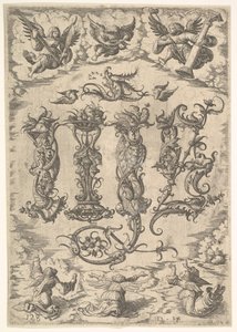 IHS Monogram omgitt av Six Angels, ca. 1485-1536.