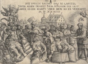Illustrasjon til Ordspråkene 11:26, 1534.