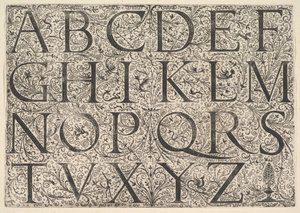 Romersk alfabet med store bokstaver, ca. 1520.
