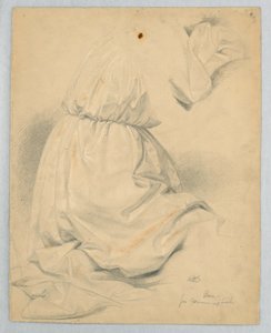 Draperistudie for knelende figur i "Communion of the Sick" av Daniel Huntington
