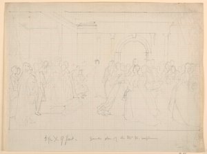Tegning, generell plan for Martha Washington-resepsjonen, 1860 av Daniel Huntington