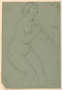 Kvinnelig nakenstudie for "A Magdalen" av Daniel Huntington