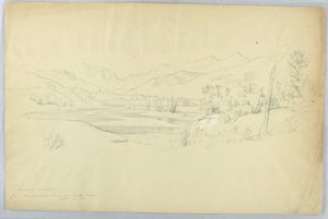Franconia Notch fra Pemigewasset-elven nær Grafton House av Daniel Huntington