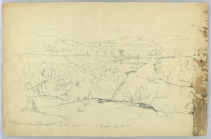 Ser mot Franconia & Pemigewasset River fra Hill sør for Sanborn - W. Campton av Daniel Huntington