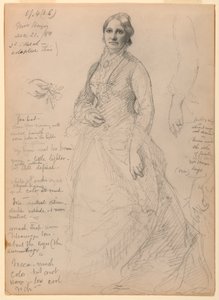 Mrs. Rutherford B. Hayes stående, studier av arm og hender av Daniel Huntington