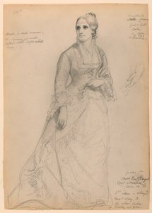 Mrs. Rutherford B. Hayes stående, med separat venstrehåndsstudium av Daniel Huntington