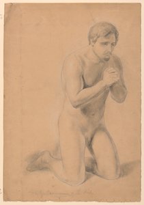 Naken mannlig figur, studie for "Communion of the Sick" av Daniel Huntington