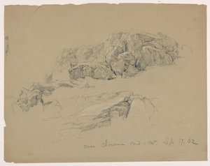 Rock Ledge nær Chocorua Pond and Mountain av Daniel Huntington