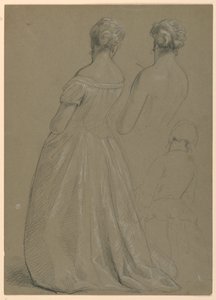 Studier av stående kvinne for "The Republican Court" (Lady Washingtons mottaksdag) av Daniel Huntington