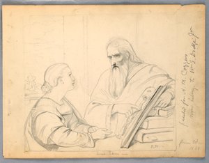 Studie for "Sacred Lesson" av Daniel Huntington