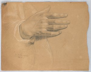 Study of Hand for "Martha Reproved" av Daniel Huntington