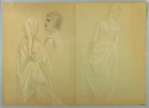 Studie av fru Winthrop for "Lady Washingtons mottaksdag" av Daniel Huntington