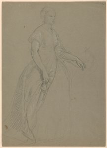 Studie av stående kvinne for "The Republican Court" (Lady Washingtons mottaksdag) av Daniel Huntington