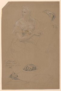 Studie av kvinne for "filosofi og kristen kunst" av Daniel Huntington