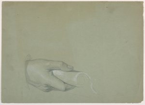 Studie av en manns hånd for "Tribute Money" av Daniel Huntington