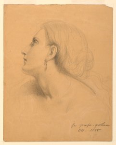 Studie av et kvinnehode for "Druesamlere" av Daniel Huntington