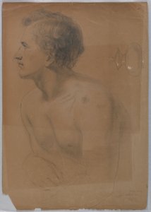 Studie av en ung mann i profil for "Tribute Money" av Daniel Huntington