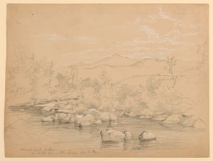 Utsikt over Moat Mountain fra Wildcat Brook, Jackson, New Hampshire, ser sørvest av Daniel Huntington