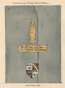 Messingplate til John Skevington fra Hornsey Church av Daniel Lysons