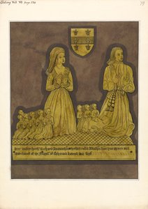 Messingplate for Richard Amondesham og hans kone Katherine, Ealing Church av Daniel Lysons